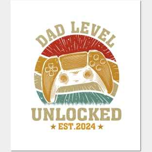 Dad Level Unlocked Est2024 New Daddy Gamer Dad Posters and Art